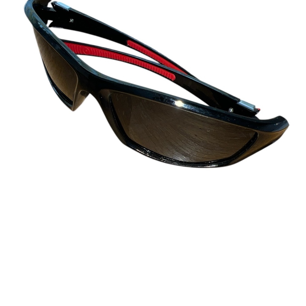 Polarized Black Sunglasses with Red Accents